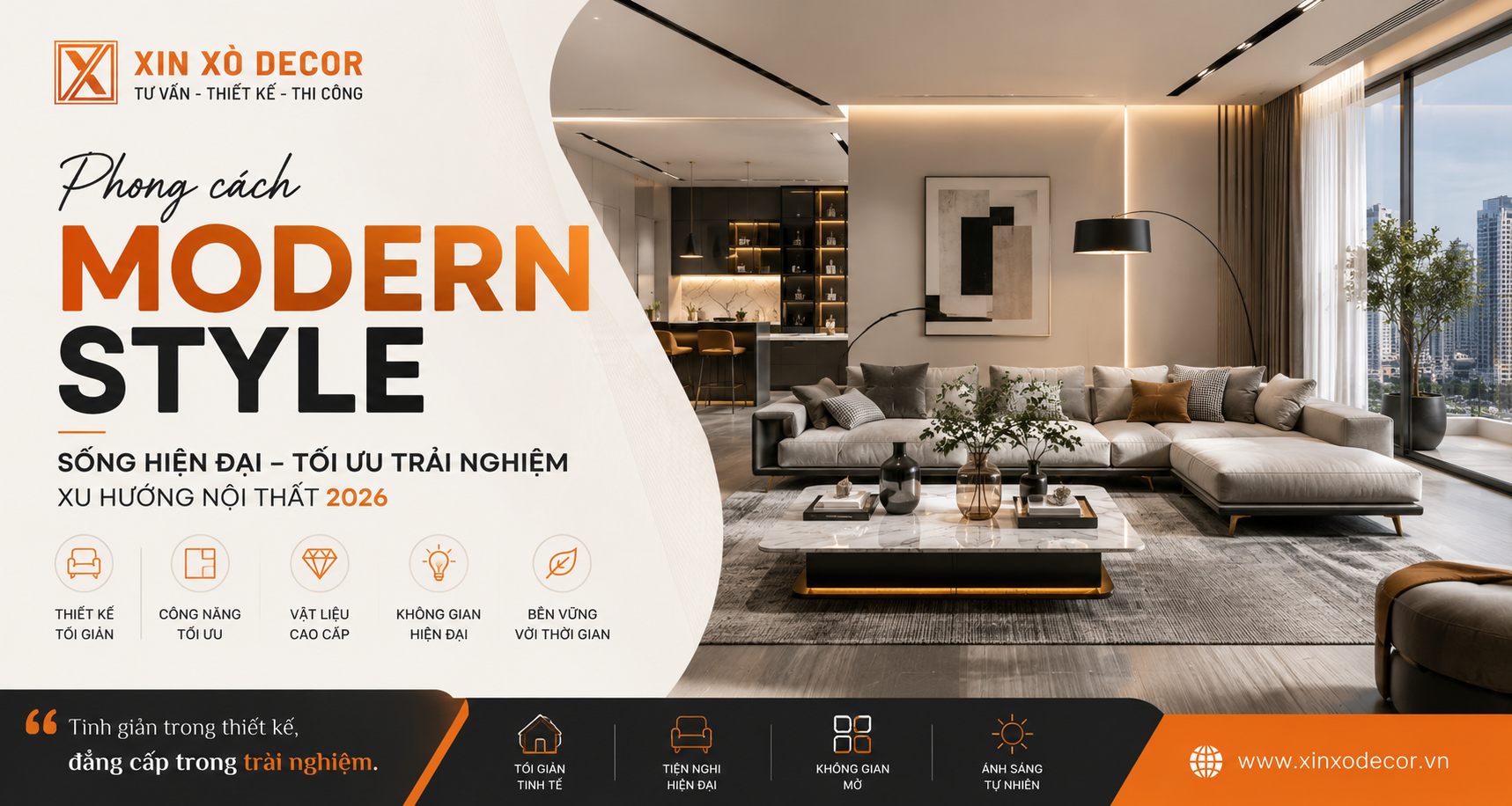 Phong Cách Hiện Đại (Modern Style): Xu Hướng Nội Thất ''Không Tuổi'' Cho Mọi Ngôi Nhà