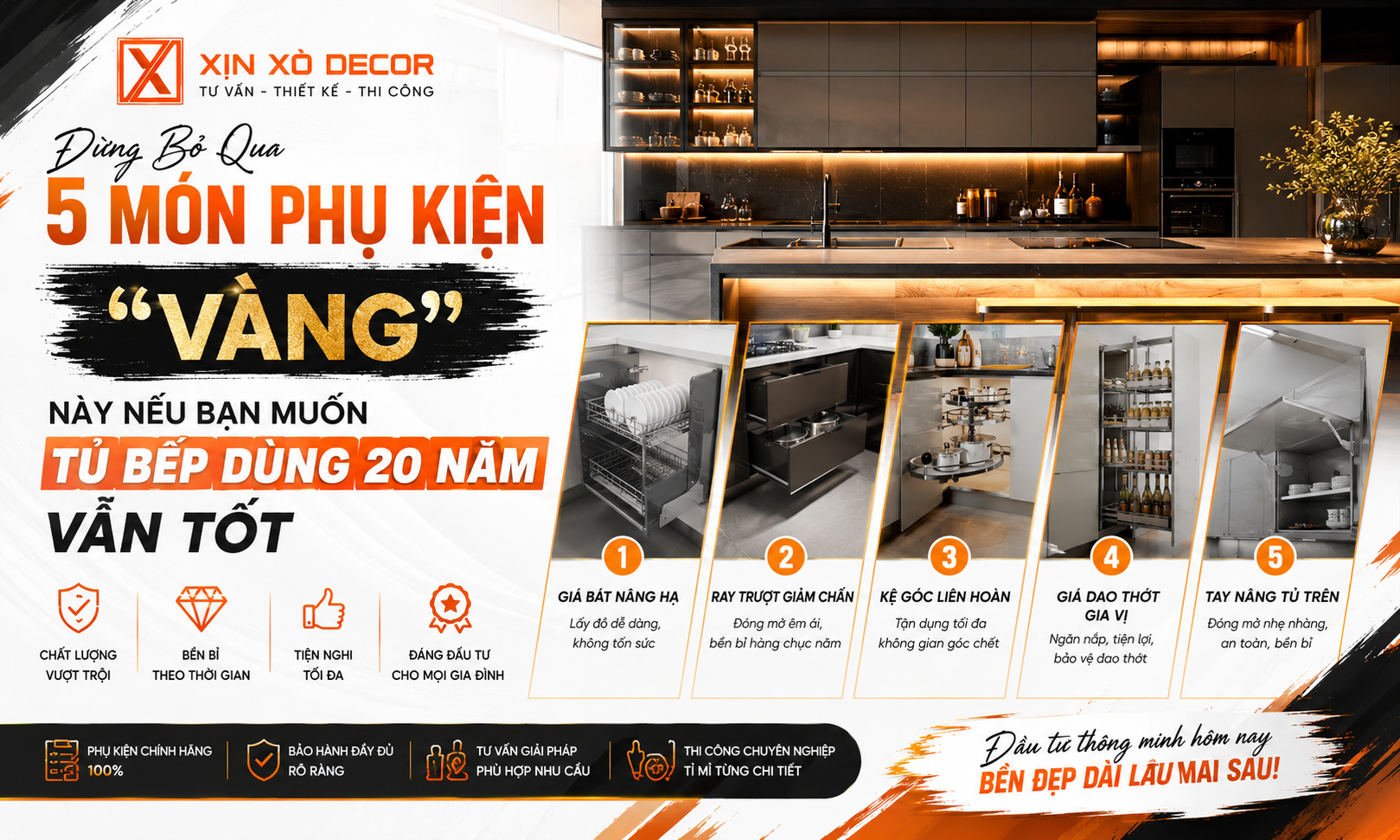Đừng bỏ qua 5 món phụ kiện ''vàng'' này nếu bạn muốn tủ bếp dùng 20 năm vẫn tốt