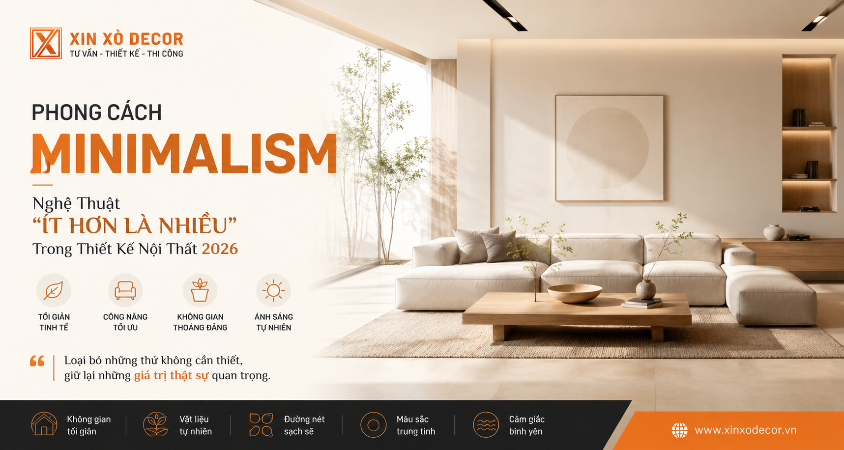 Phong Cách Minimalism: Nghệ Thuật ''Ít Hơn Là Nhiều'' Trong Thiết Kế Nội Thất 2026